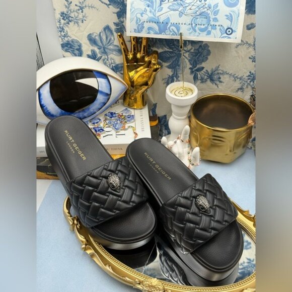 🆕 KURT GEIGER LONDON 🧿 NWOB Meena Eagle Platform Slides Sz EU 39 US 8.5 - Picture 3 of 16
